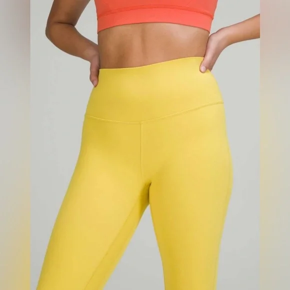 Lululemon Align High-Rise Crop 23" Soleil 8 Yellow Neon Gym Yoga Athletic - Picture 4 of 9